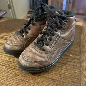 Vtg 90's Reebok Hiking Boots Brown Work Shoes High Top Sneakers Kids Size 10